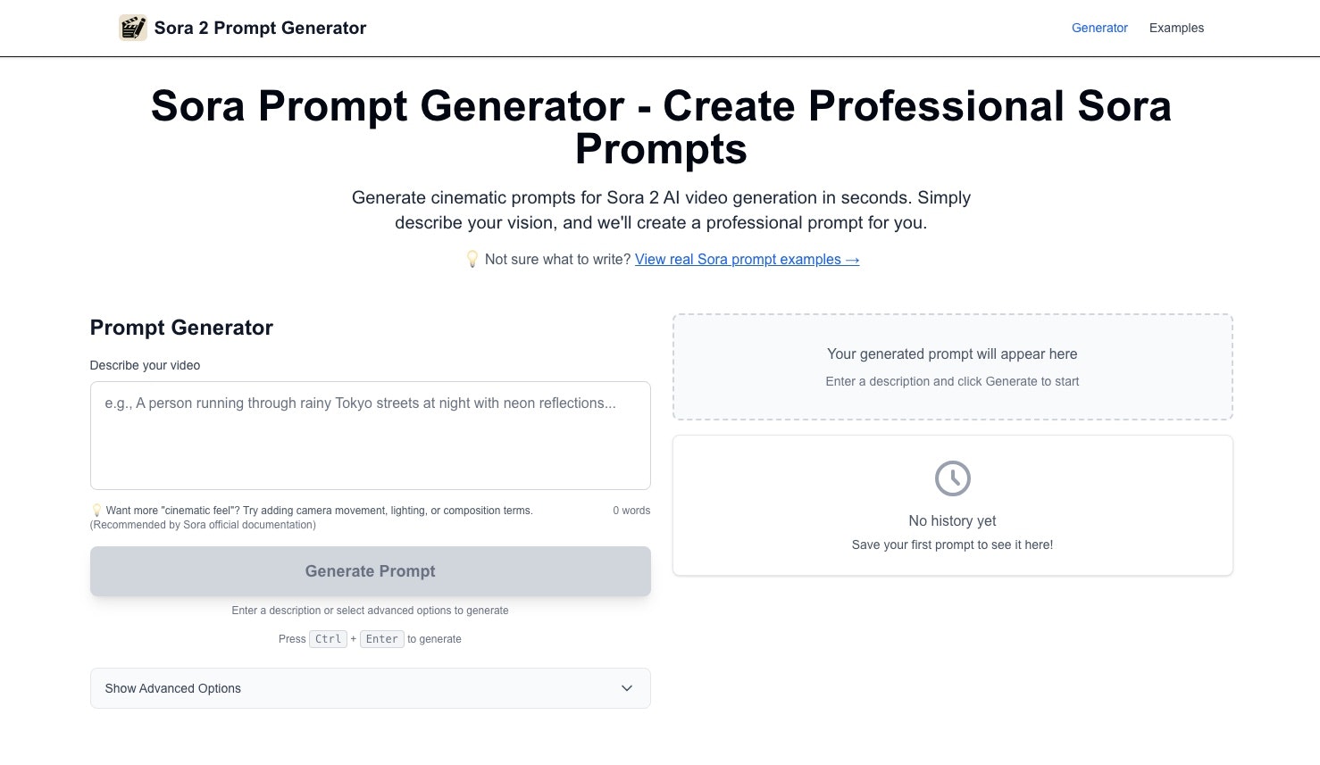 Sora Prompt Generator screenshot 1