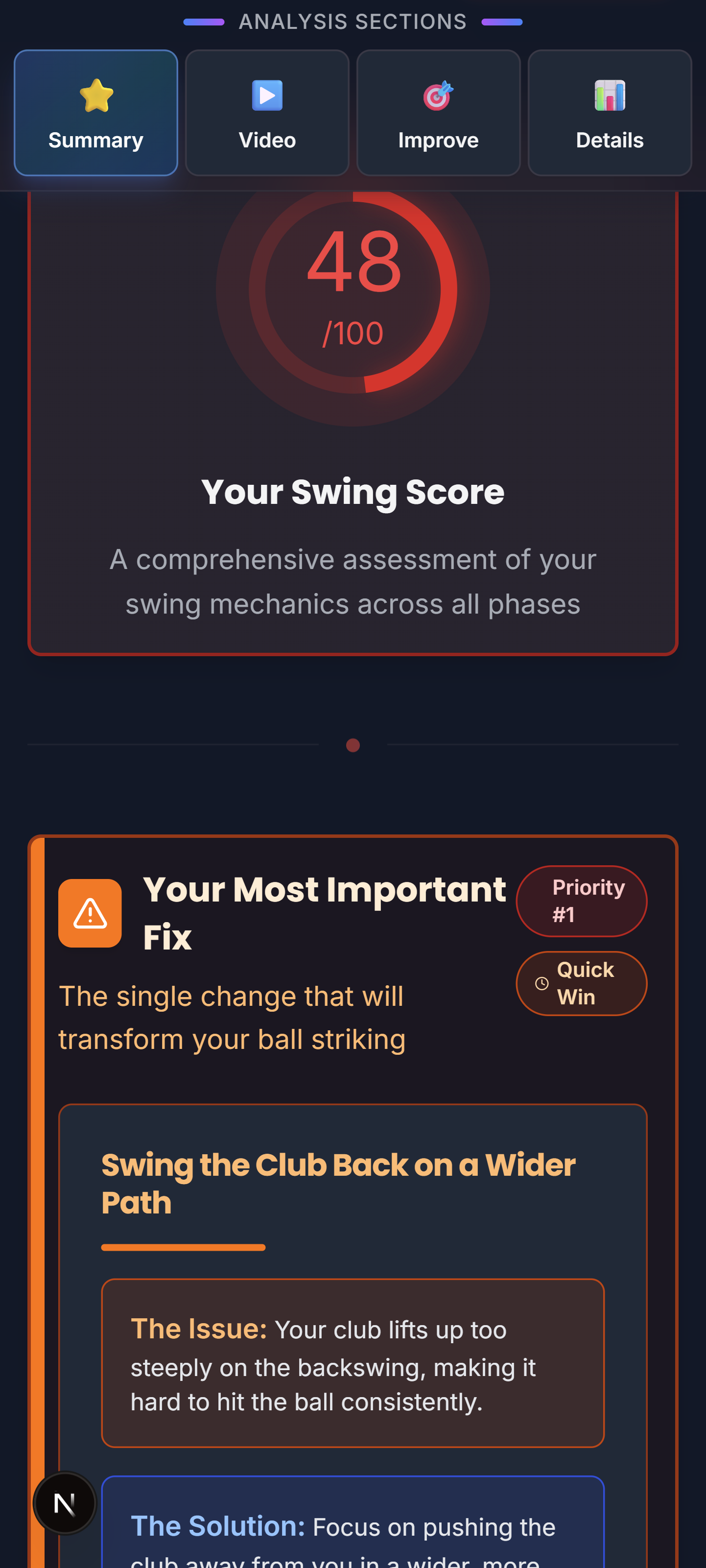 SwingSight screenshot 2