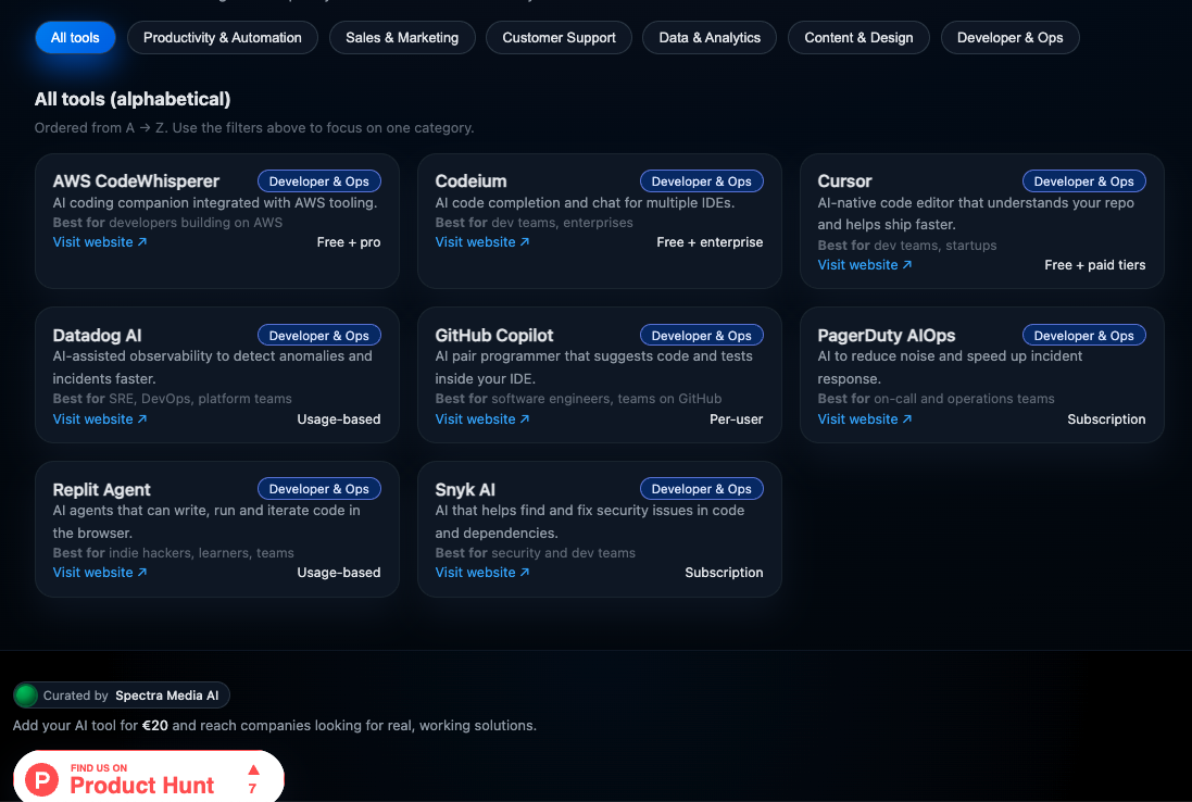 AI Tools Directory — by Spectra Media screenshot 2