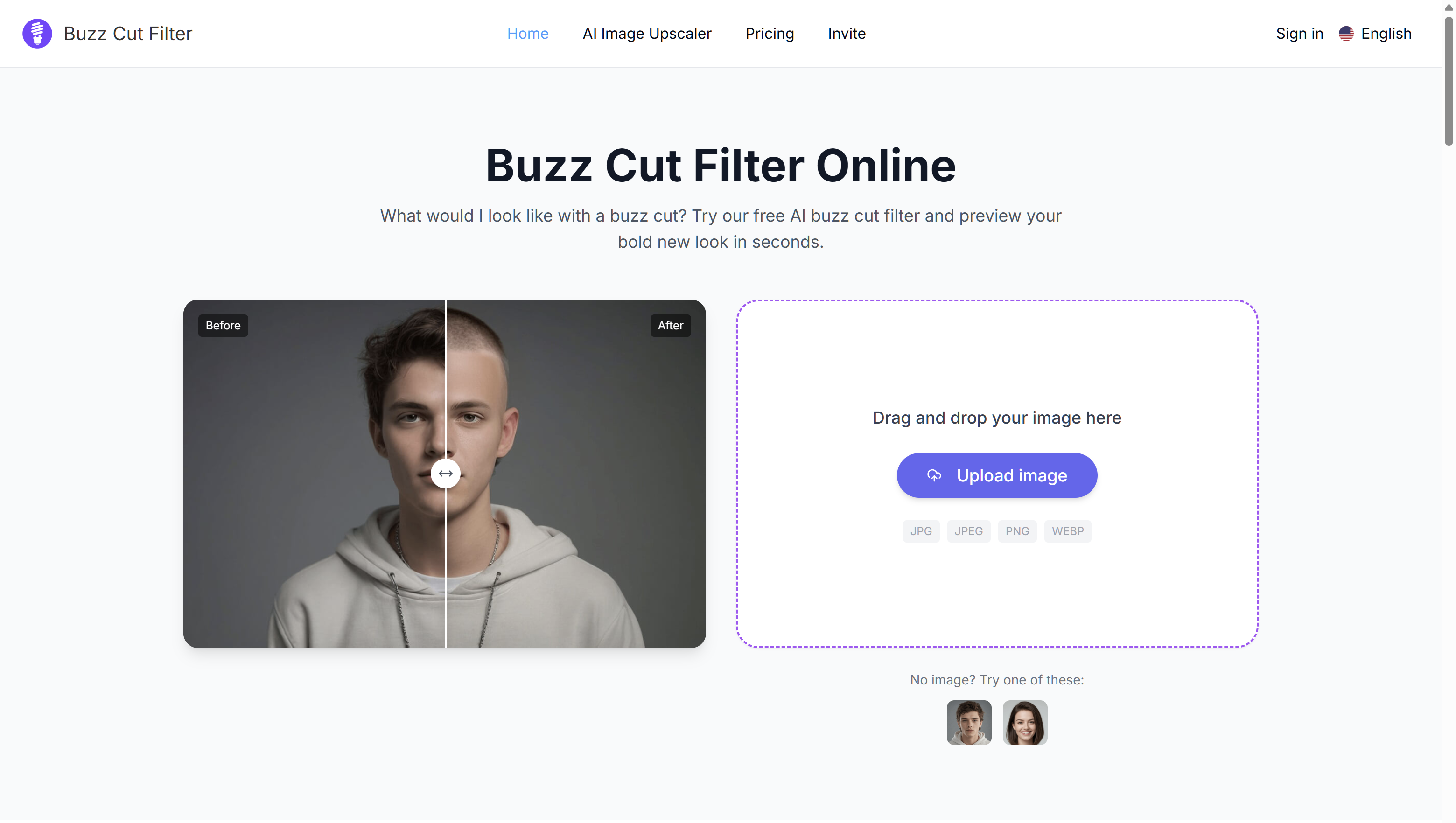 Buzz Cut Filter Online screenshot 1