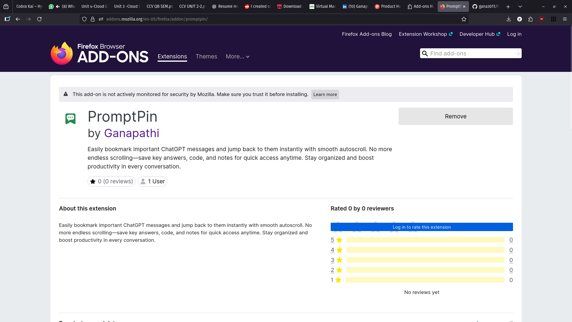 PromptPin screenshot 1