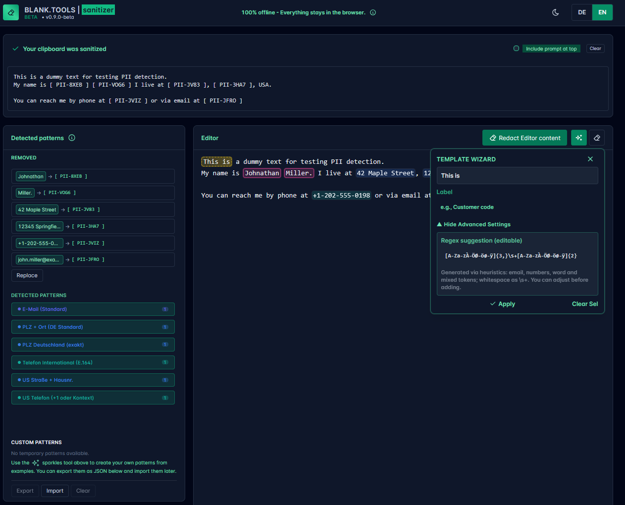 blank.tools - Prompt Sanitizing screenshot 3