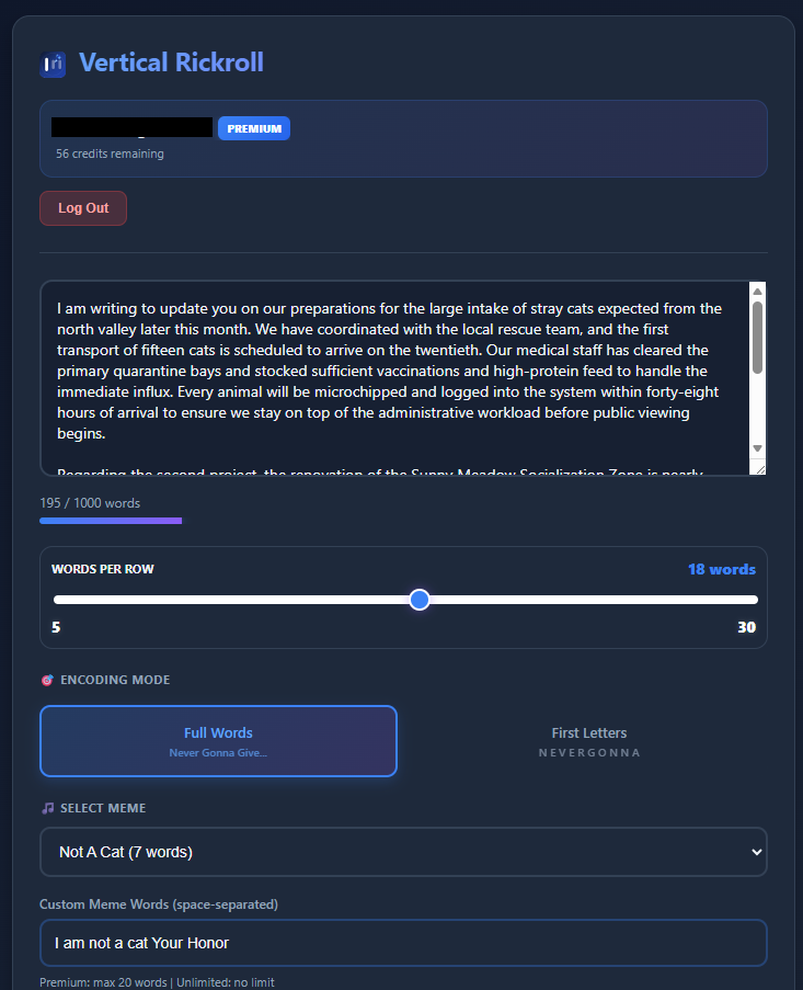 Vertical Rickroll screenshot 3