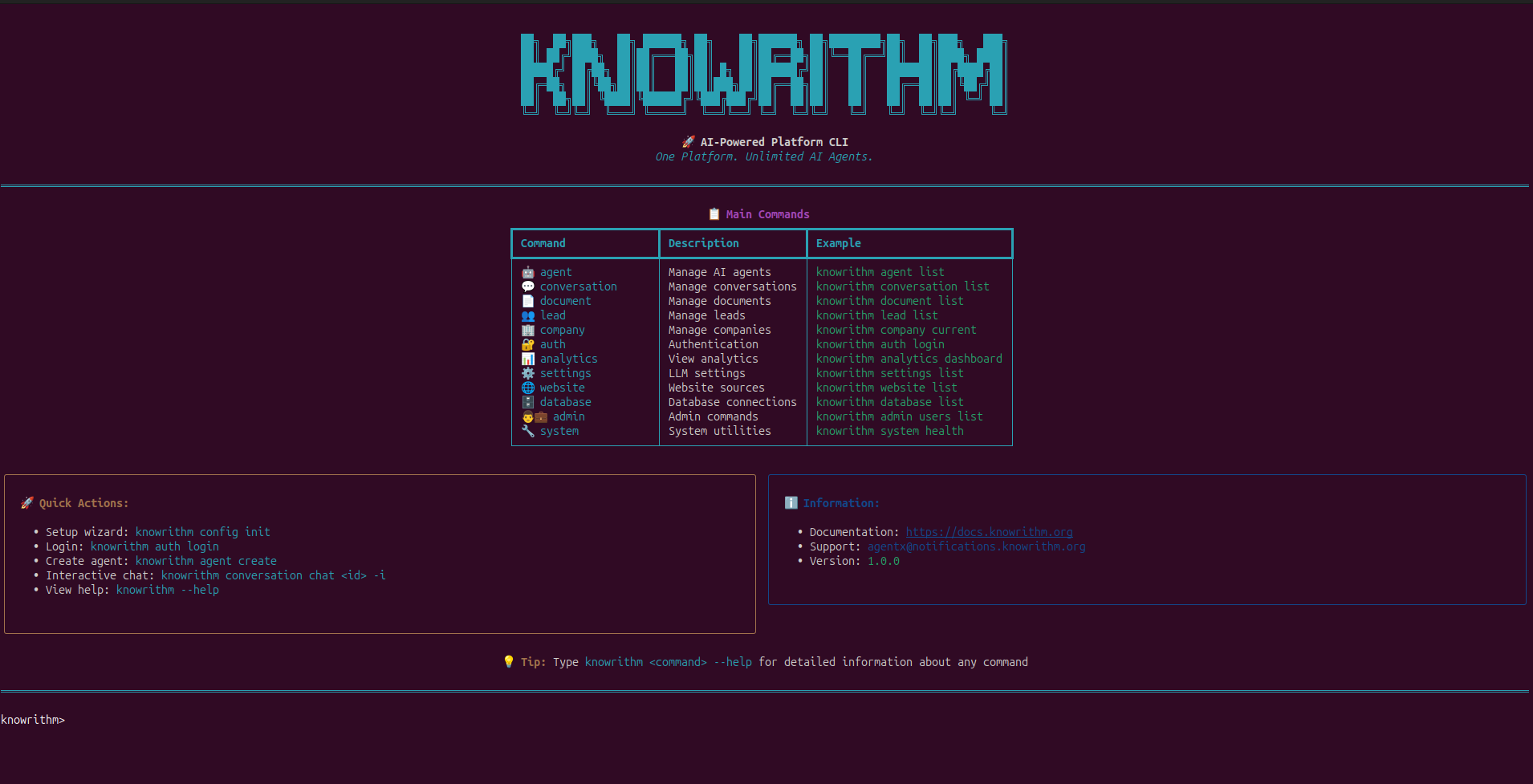 Knowrithm CLI screenshot 2