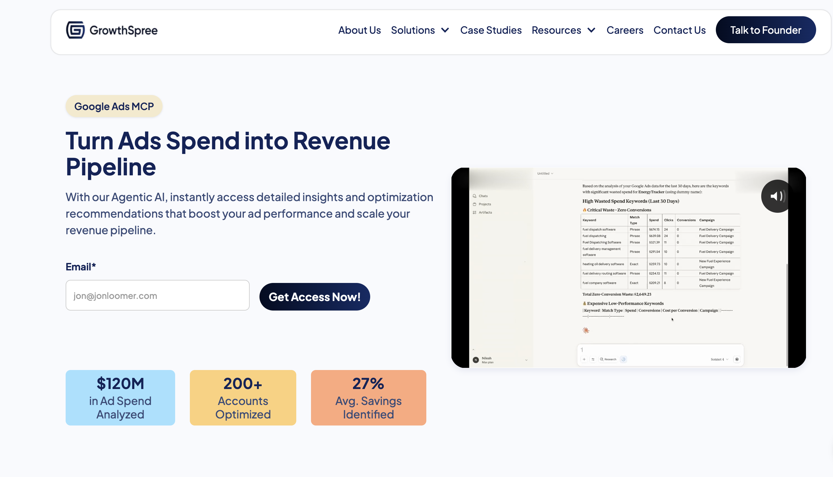 GrowthSpree's Google Ads MCP screenshot 1