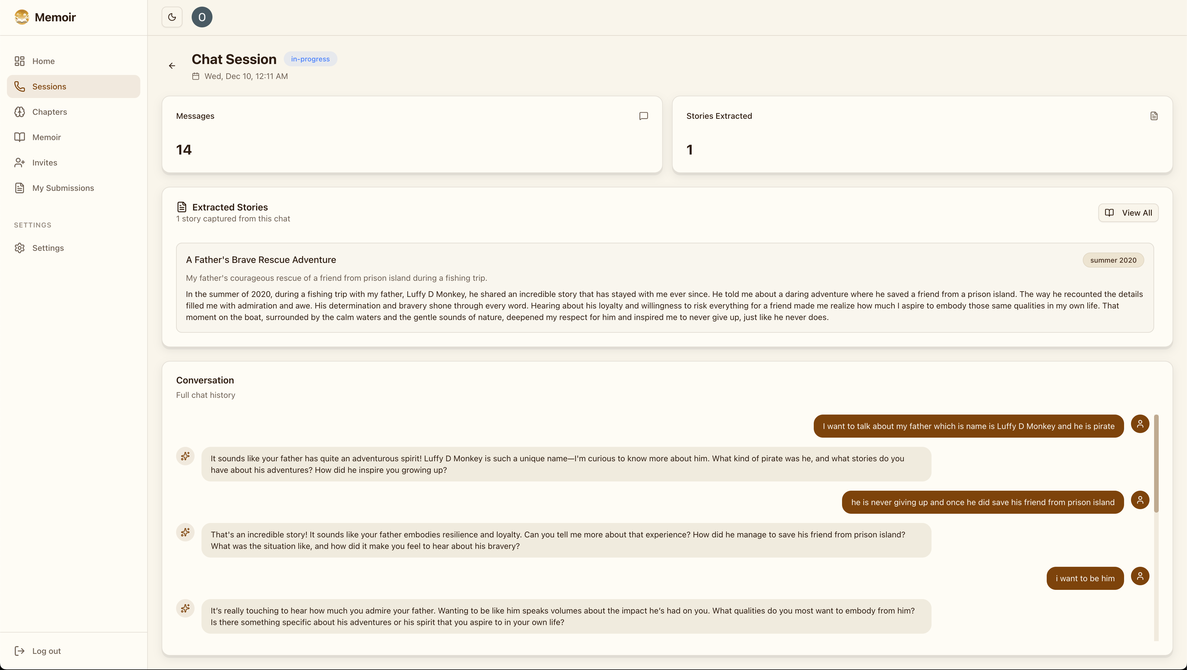 Memoir screenshot 3