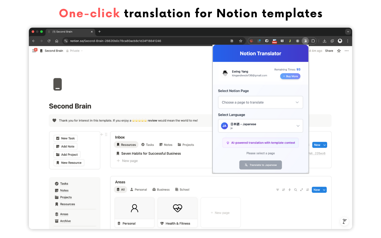 Notion Translator screenshot 2