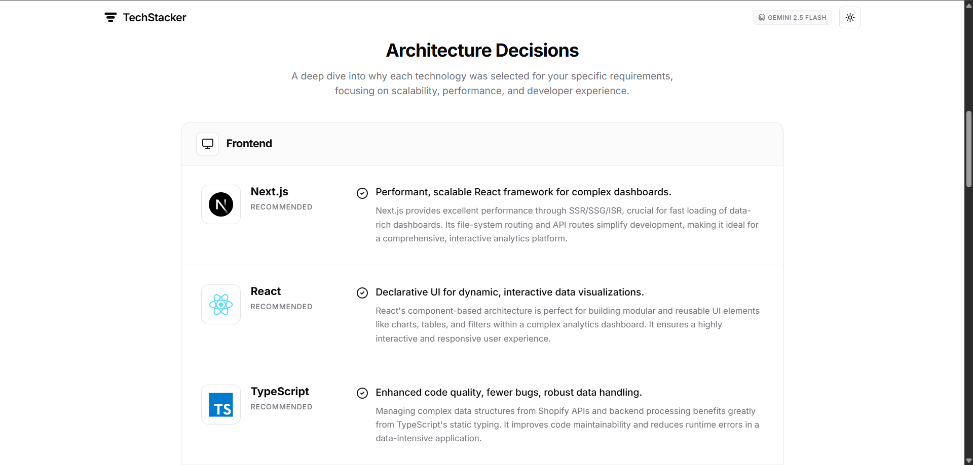 TechStacker – AI Tech Stack Generator screenshot 3