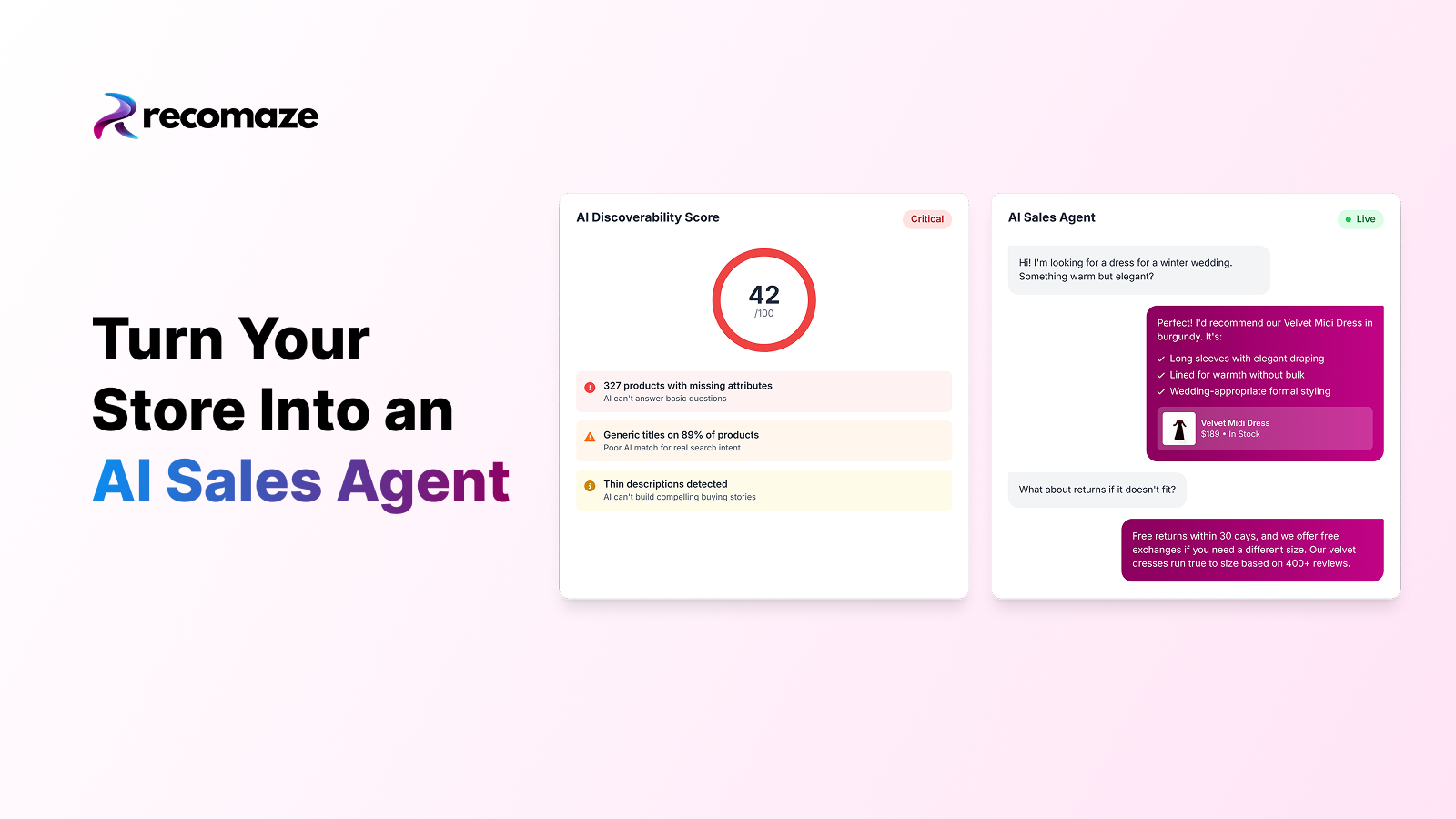 Recomaze AI Agent screenshot 1