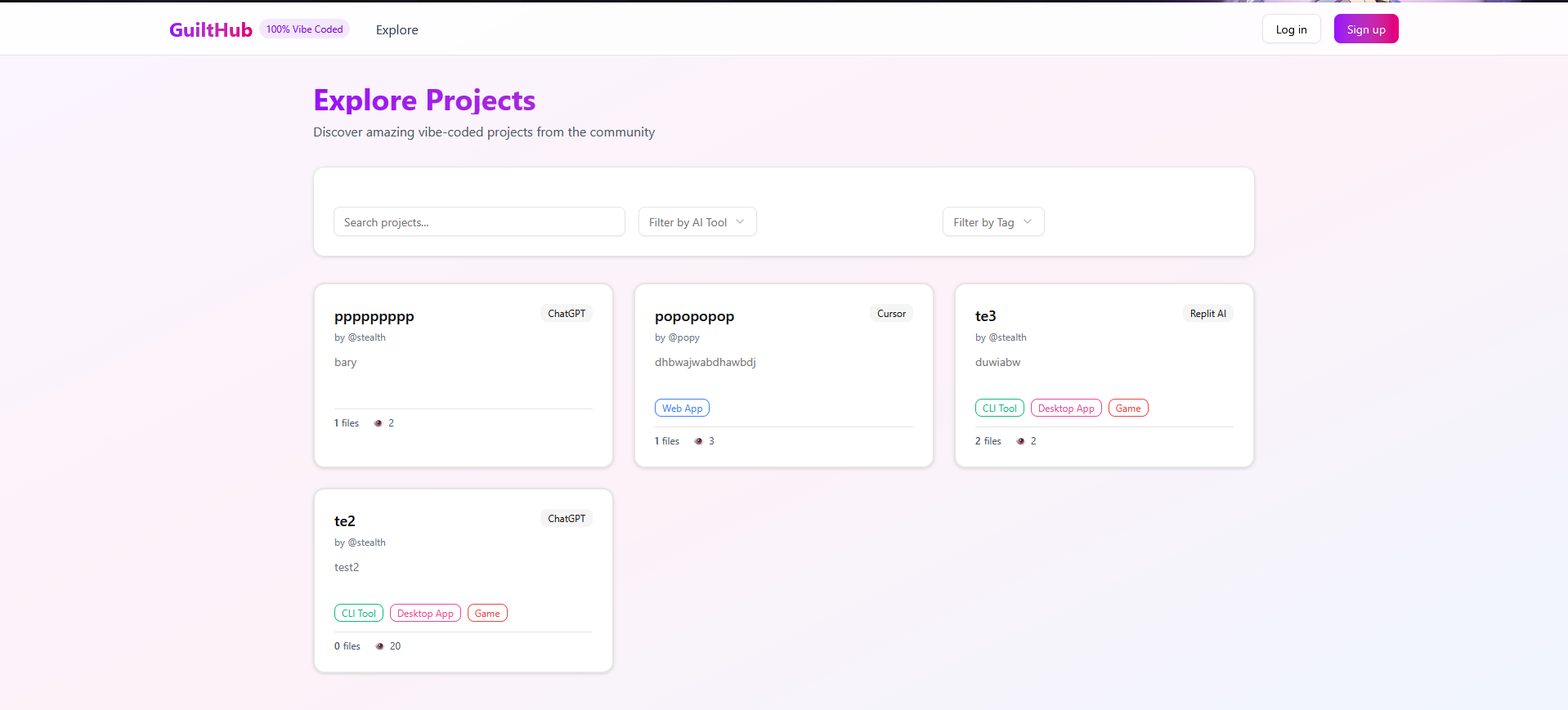 GuiltHub screenshot 2
