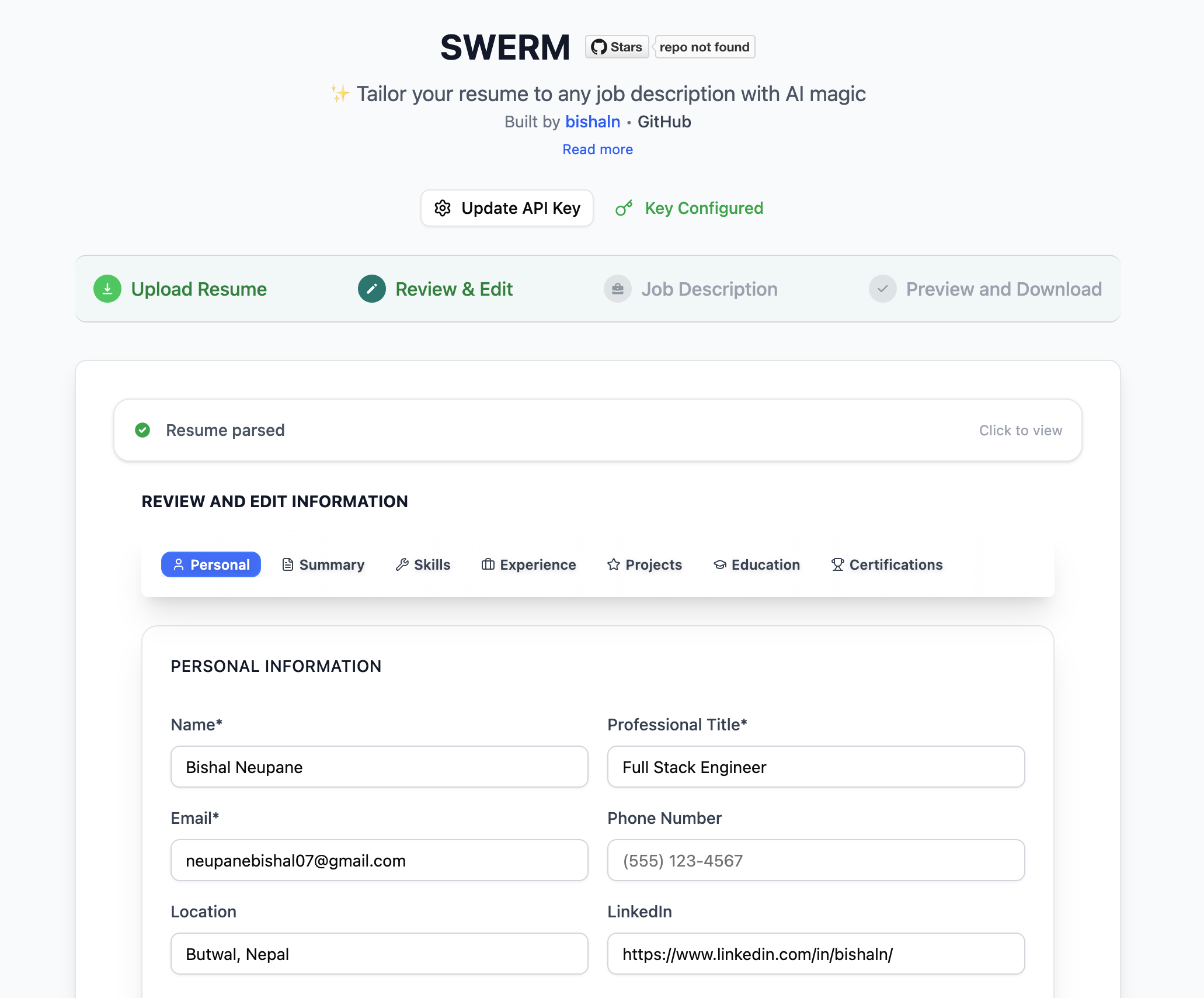 SWERM screenshot 2