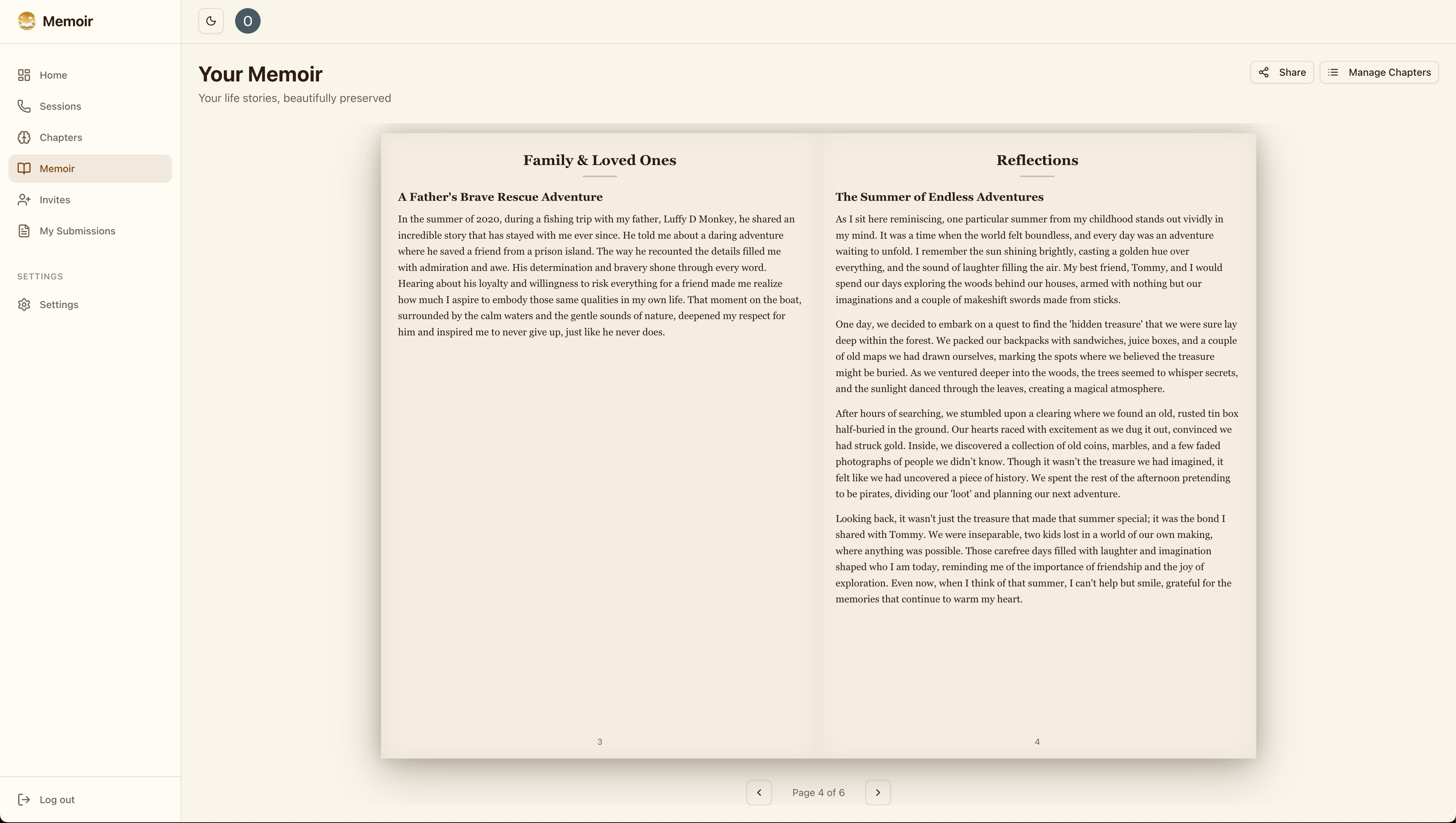 Memoir screenshot 1