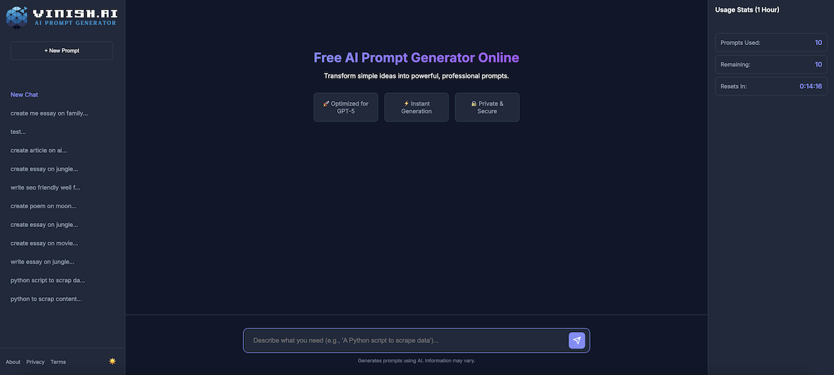 Free AI Prompt Generator screenshot 1