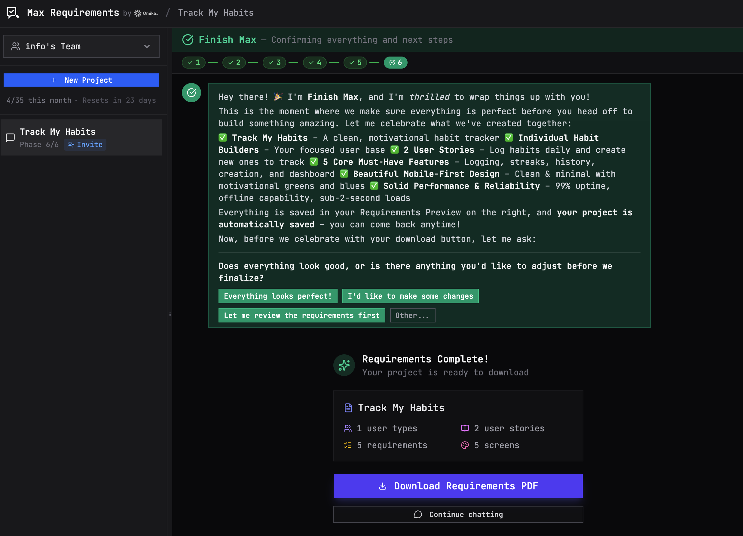 Max Requirements - by omika.ai screenshot 8