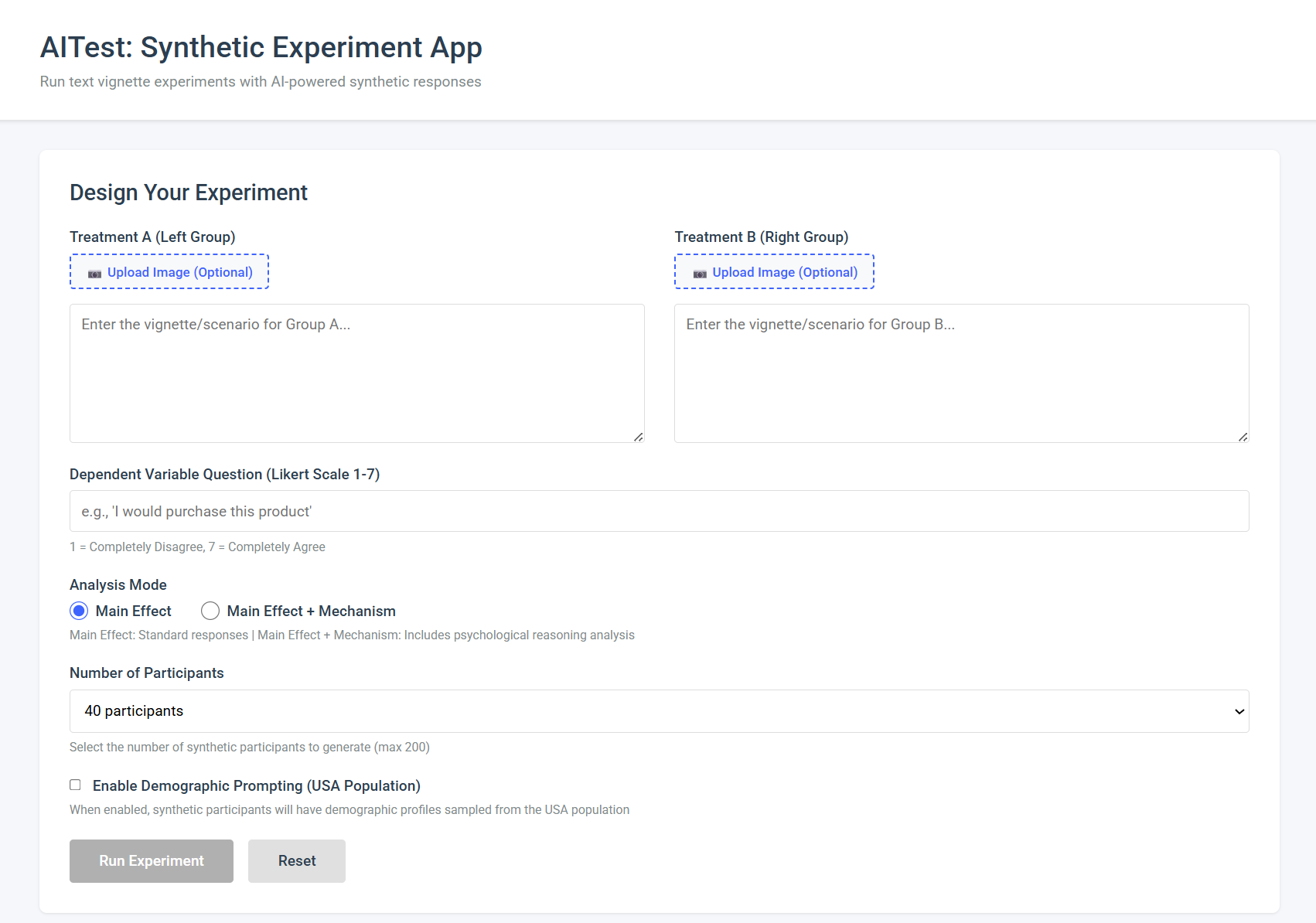 AITest: Synthetic Experiment App screenshot 1