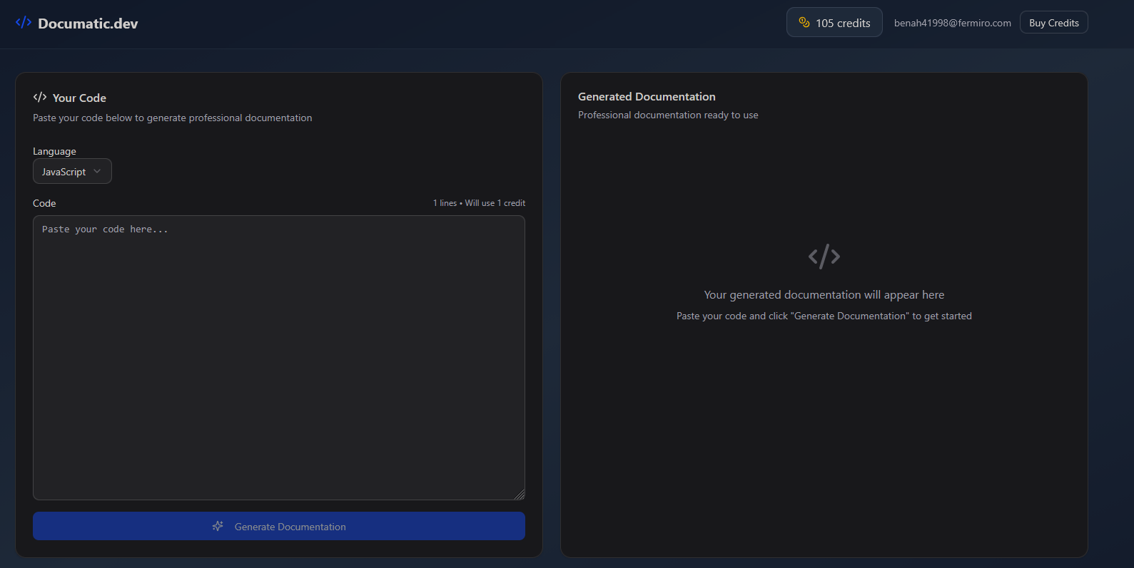 Documatic.dev screenshot 2