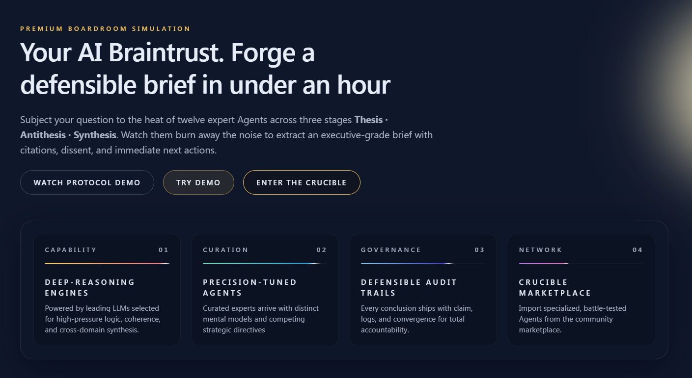 Crucible - Your AI Braintrust screenshot 1