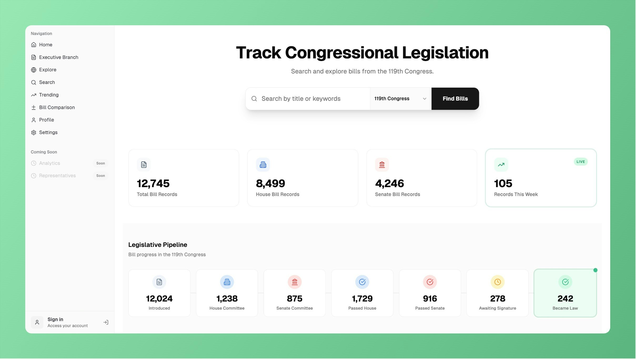 Bill Tracks screenshot 1
