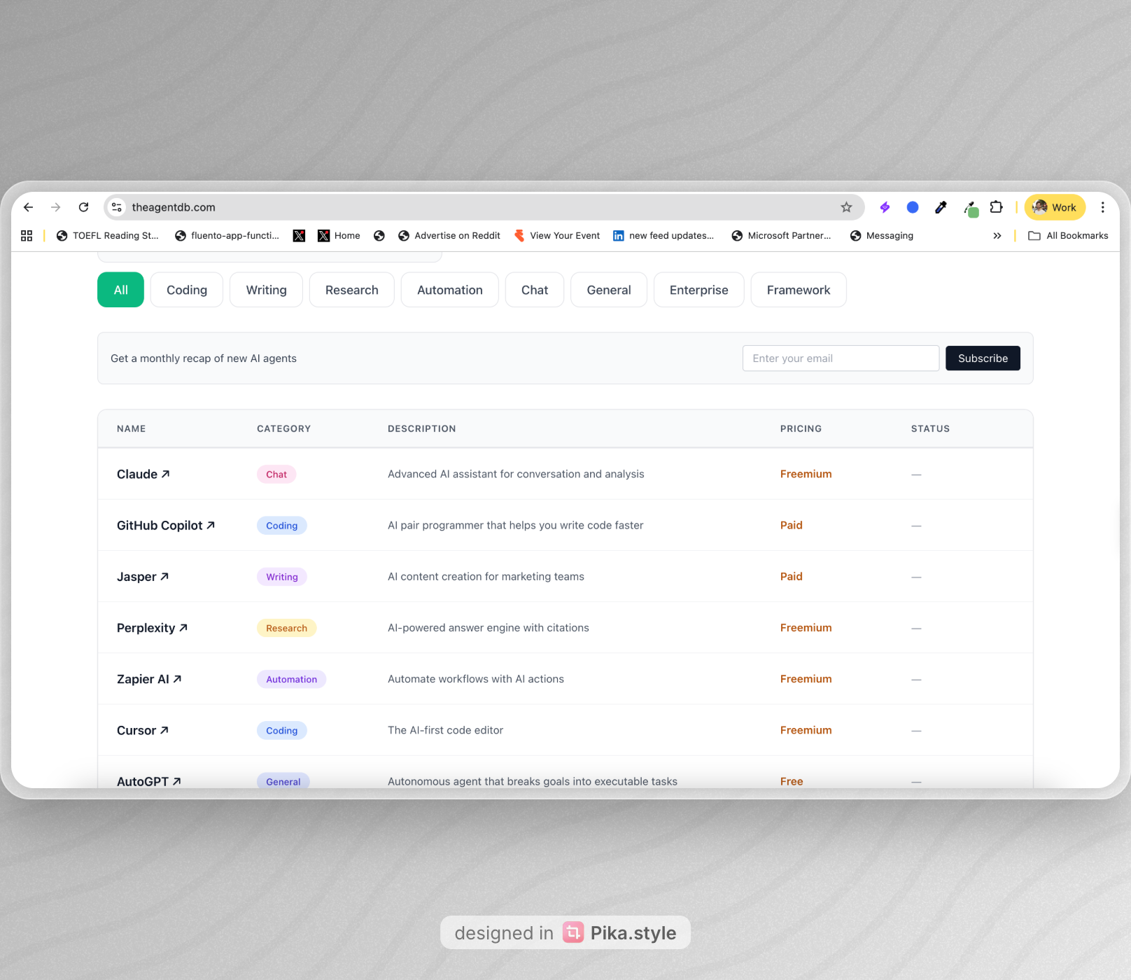 A simple AI agent DB screenshot 1