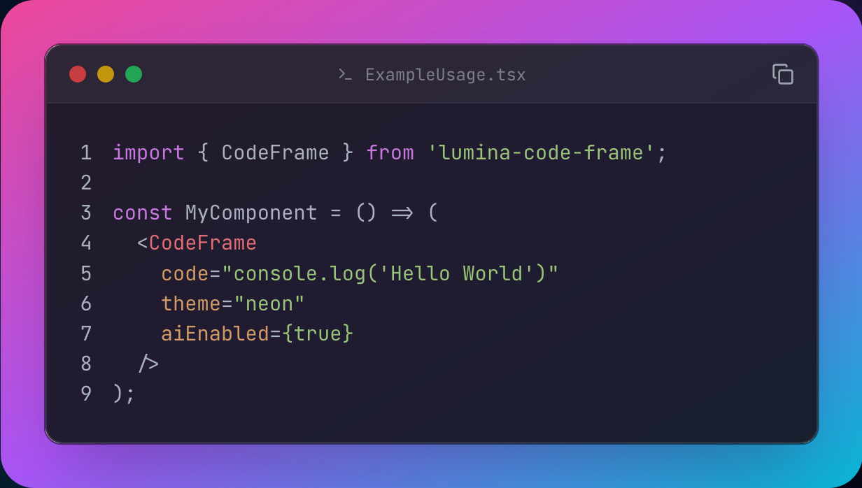 Lumina Code Frame screenshot 1