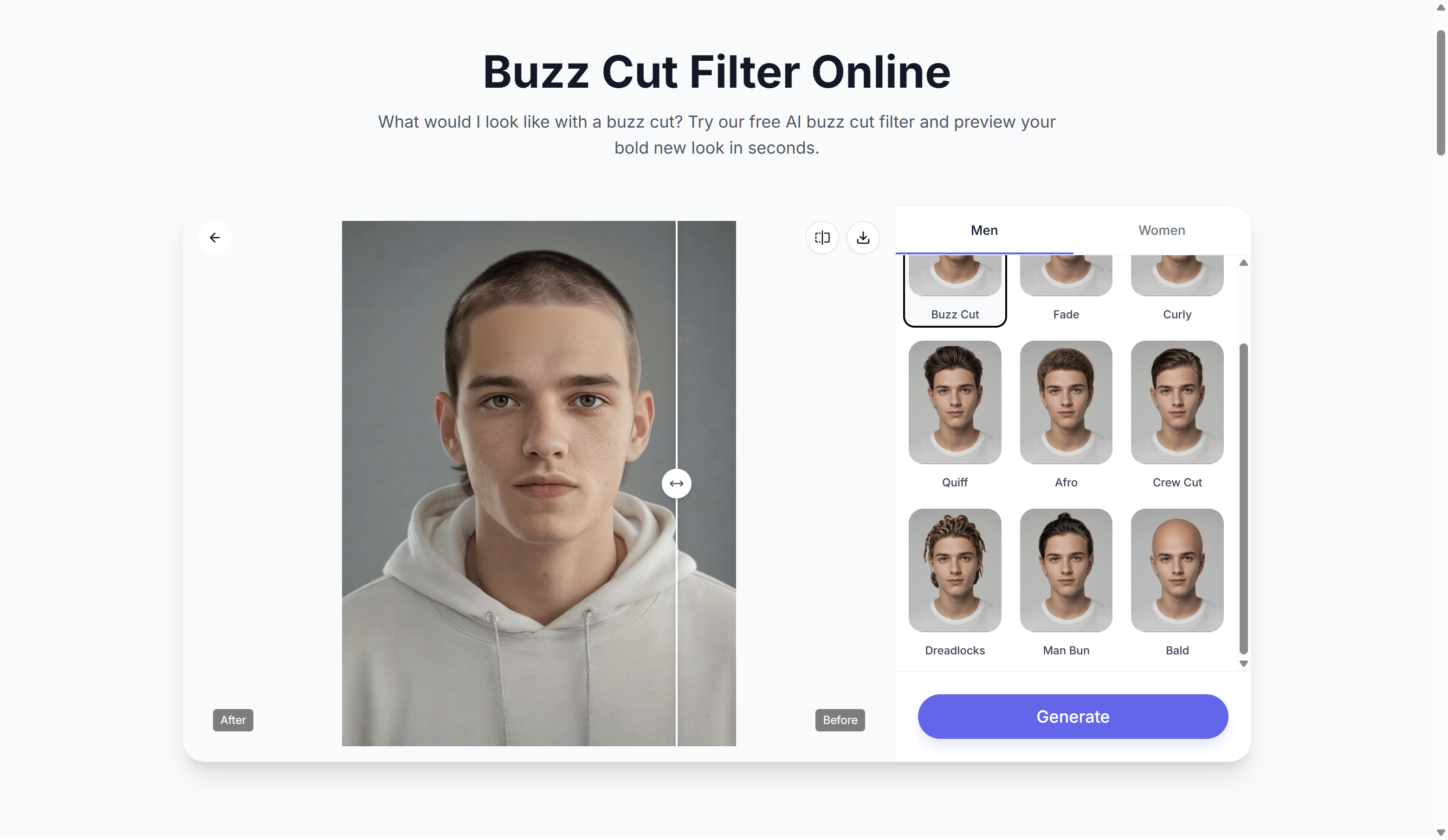 Buzz Cut Filter Online screenshot 2