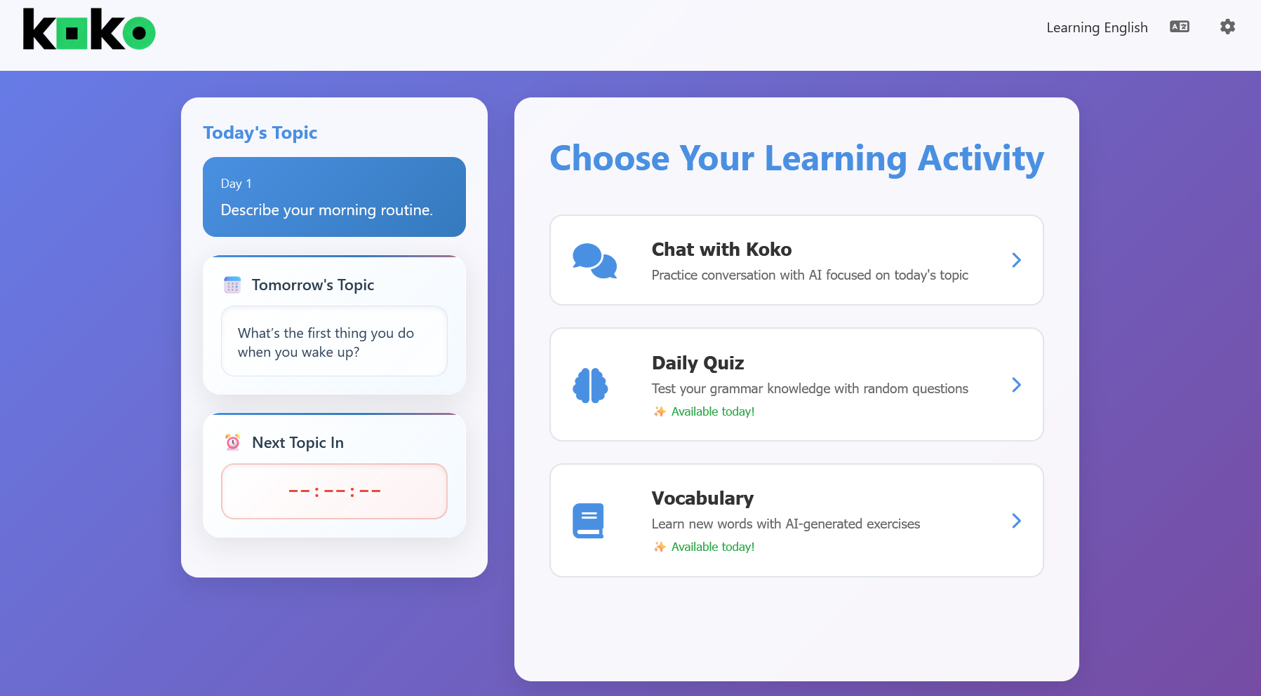 Koko Language Learning screenshot 1