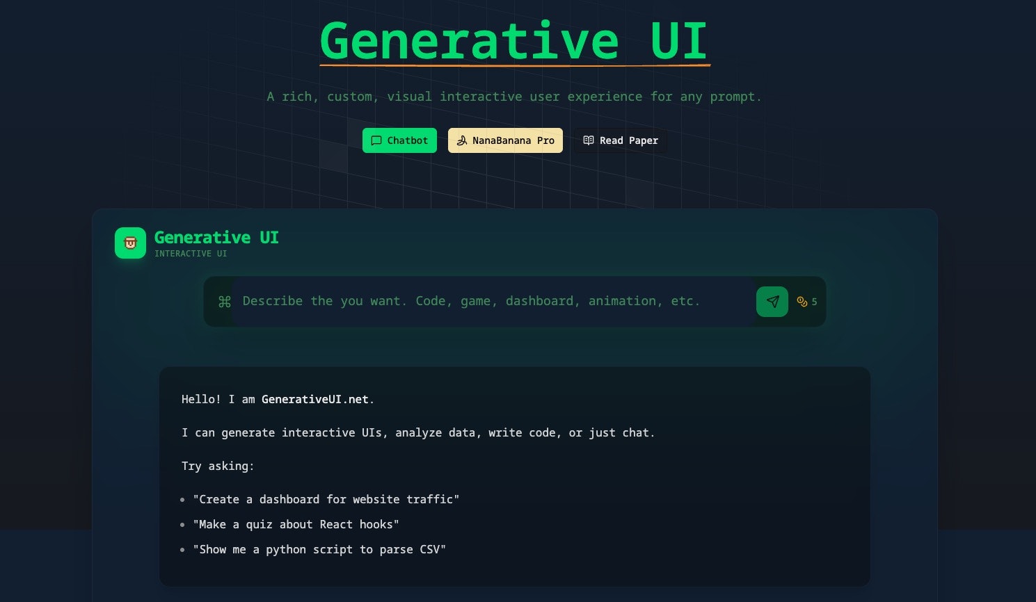 Generative UI screenshot 1
