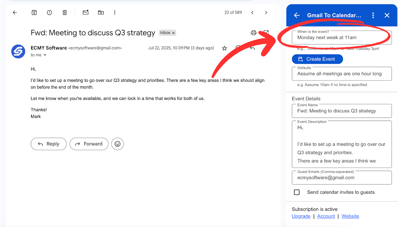 Gmail To Calendar AI screenshot 2