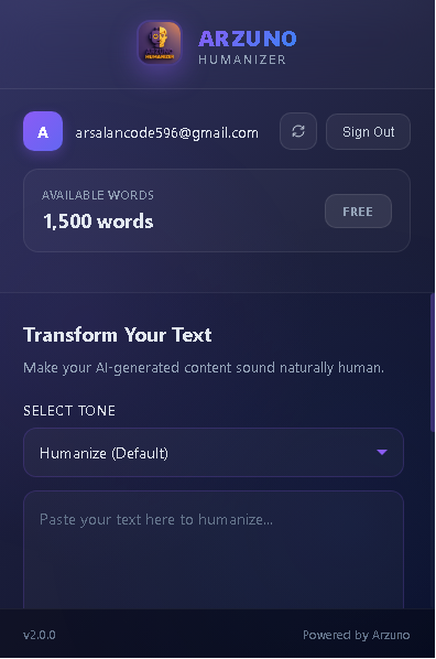 Arzuno Humanizer screenshot 2