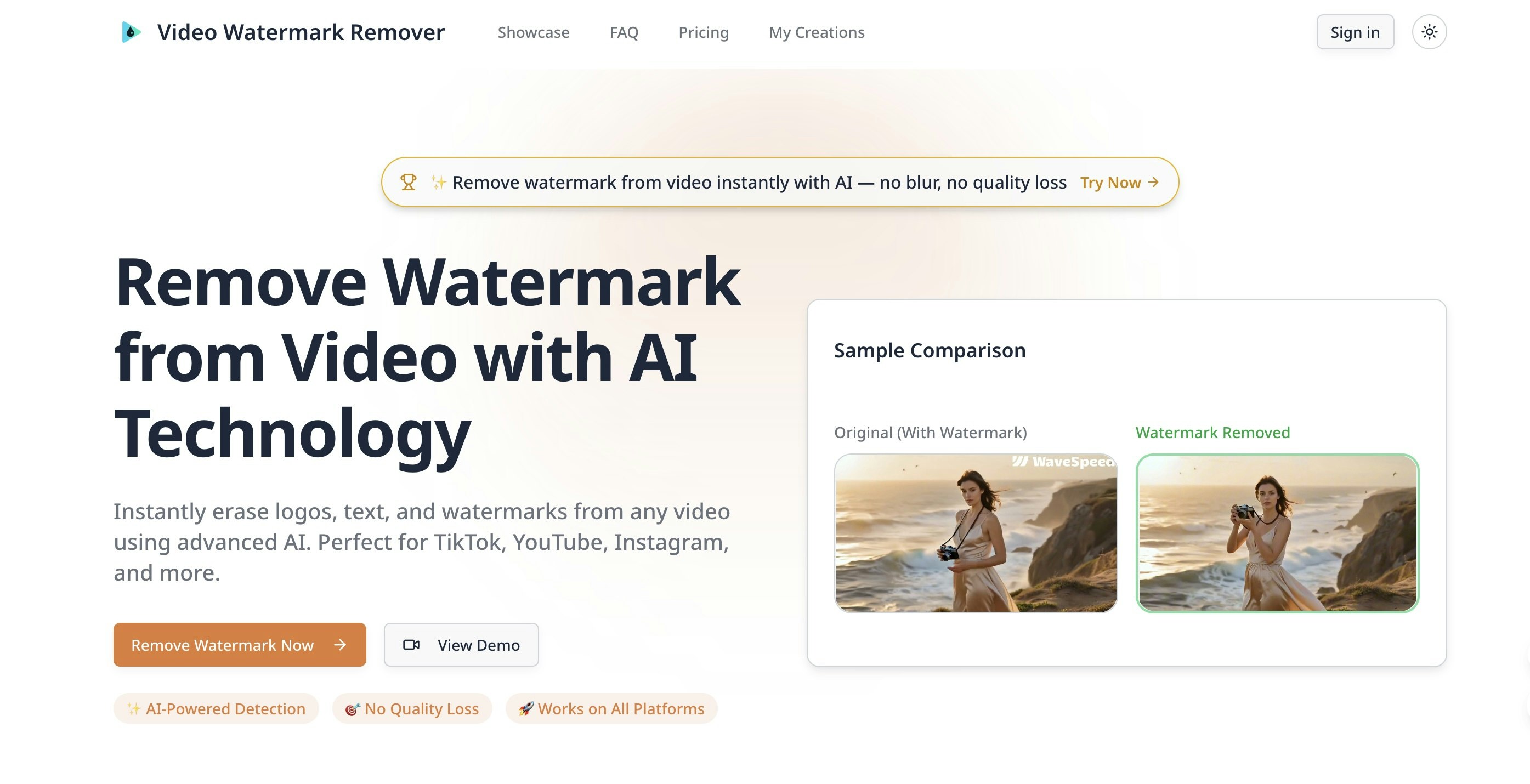  AI Video Watermark Remover screenshot 1