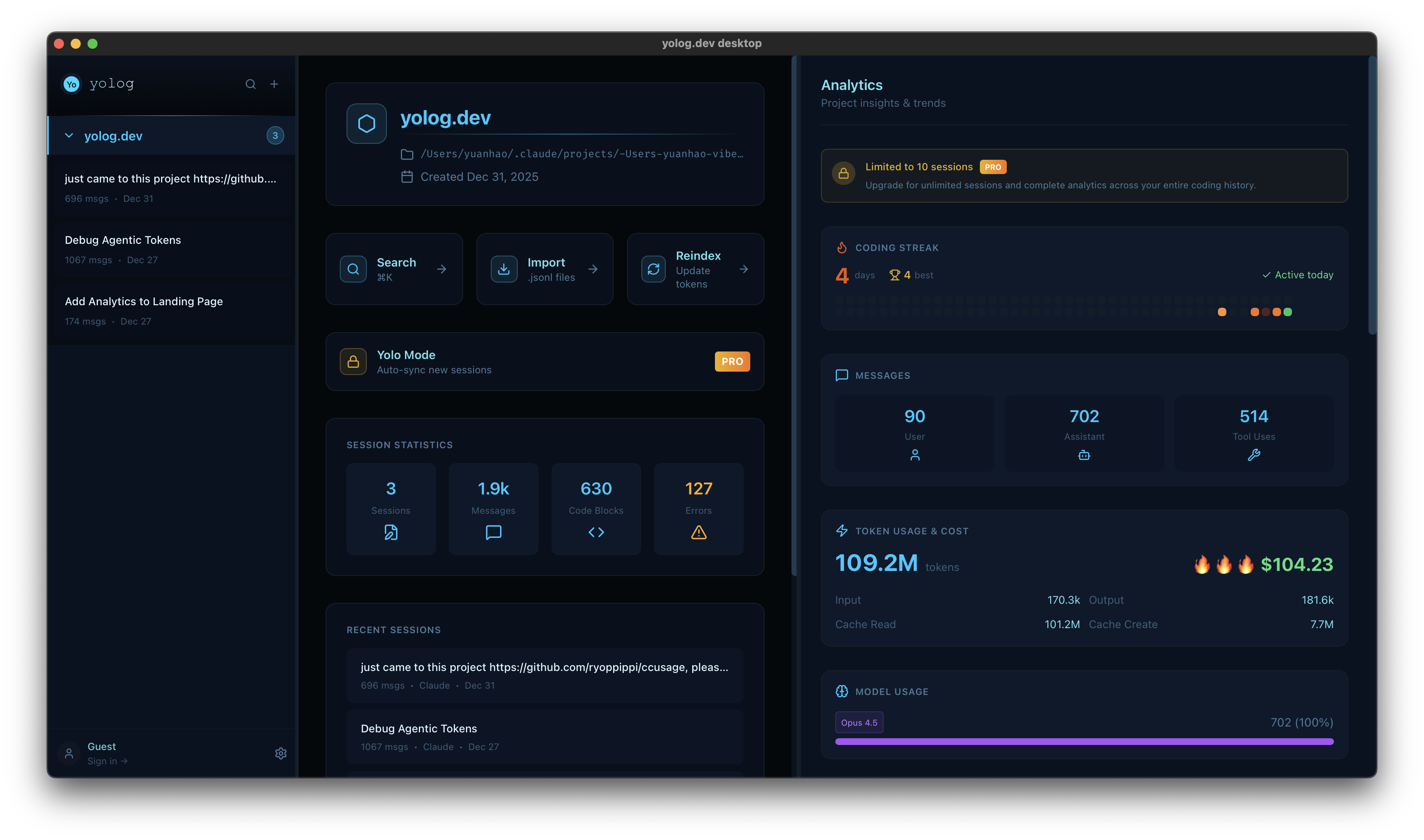 yolog.dev Desktop screenshot 1