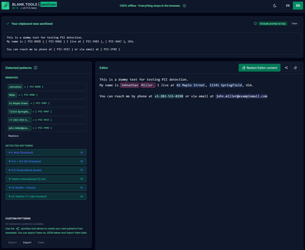 blank.tools - Prompt Sanitizing screenshot 1