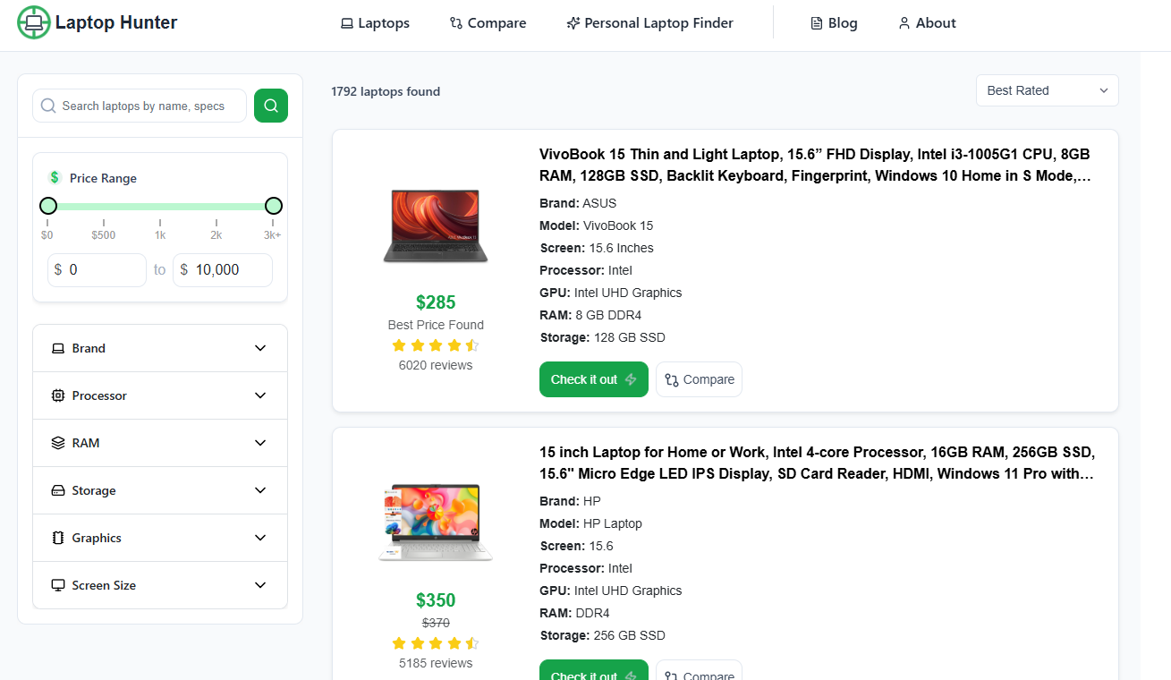 LaptopHunter screenshot 1
