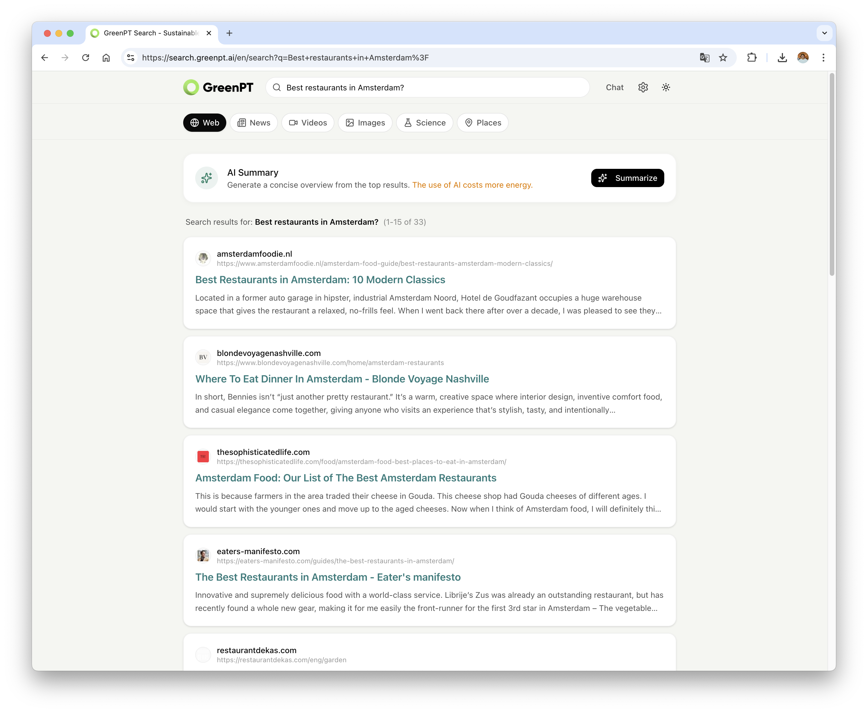 GreenPT Search screenshot 2