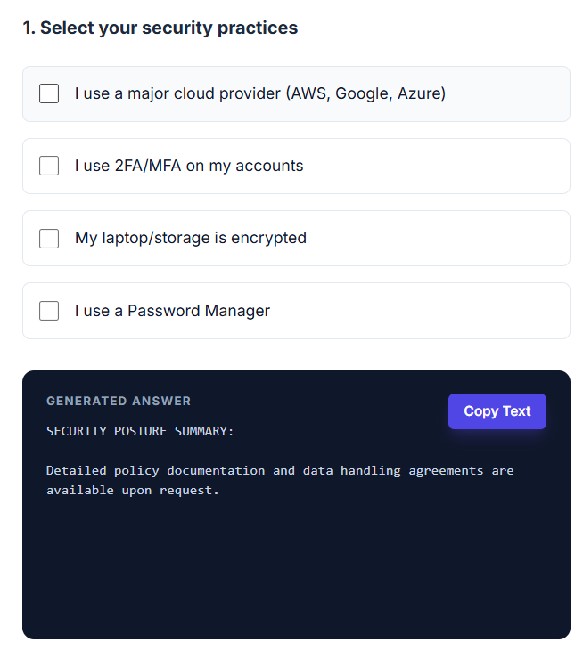 Security Questionnaire Helper screenshot 1