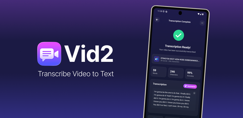 Vid2: Transcribe Videos to Text screenshot 1