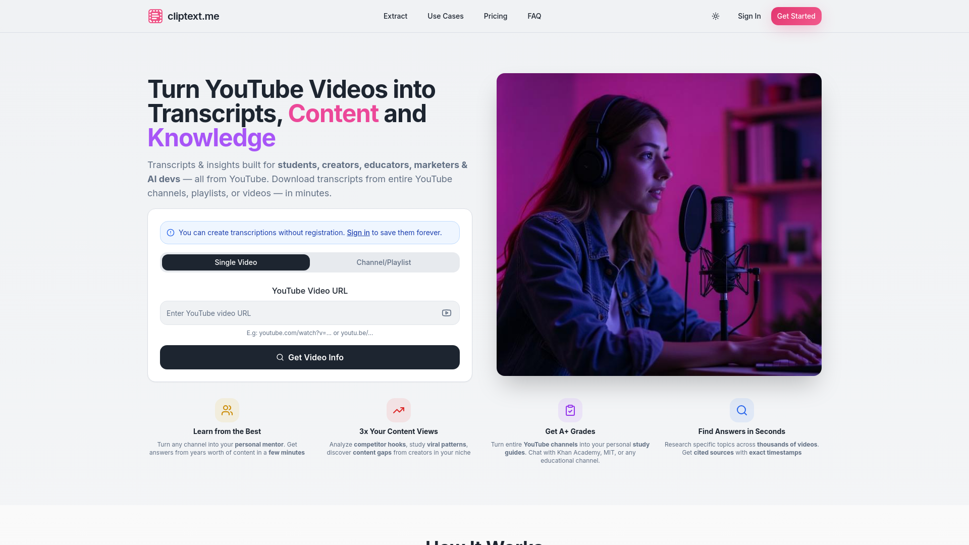 Cliptext.me - Youtube transcription tool screenshot 4