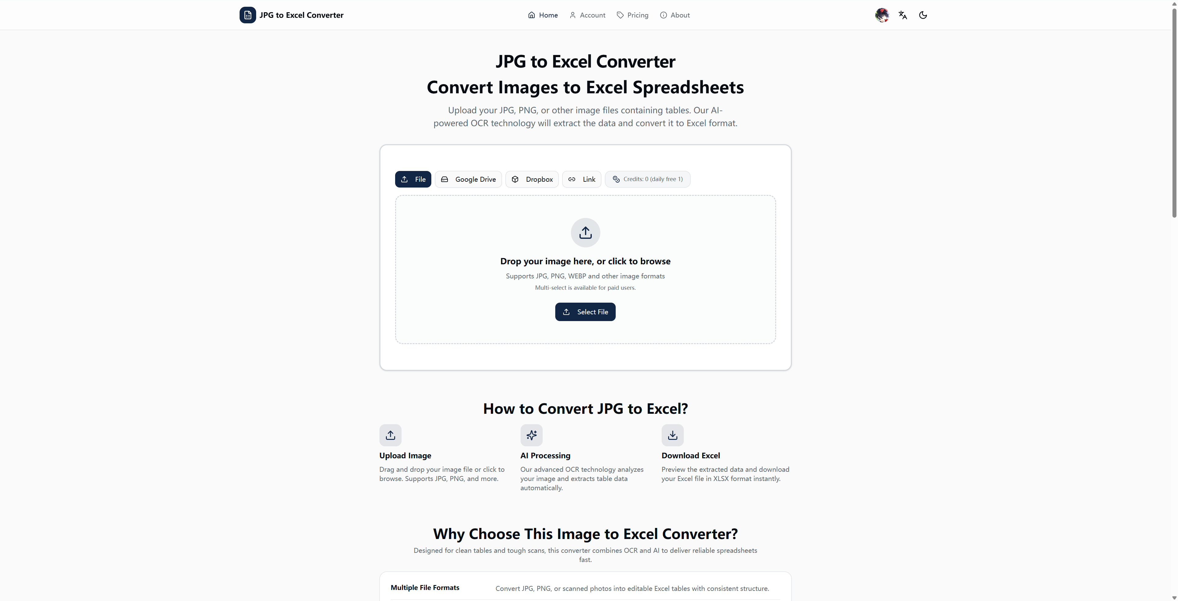 JPG To Excel Converter screenshot 1