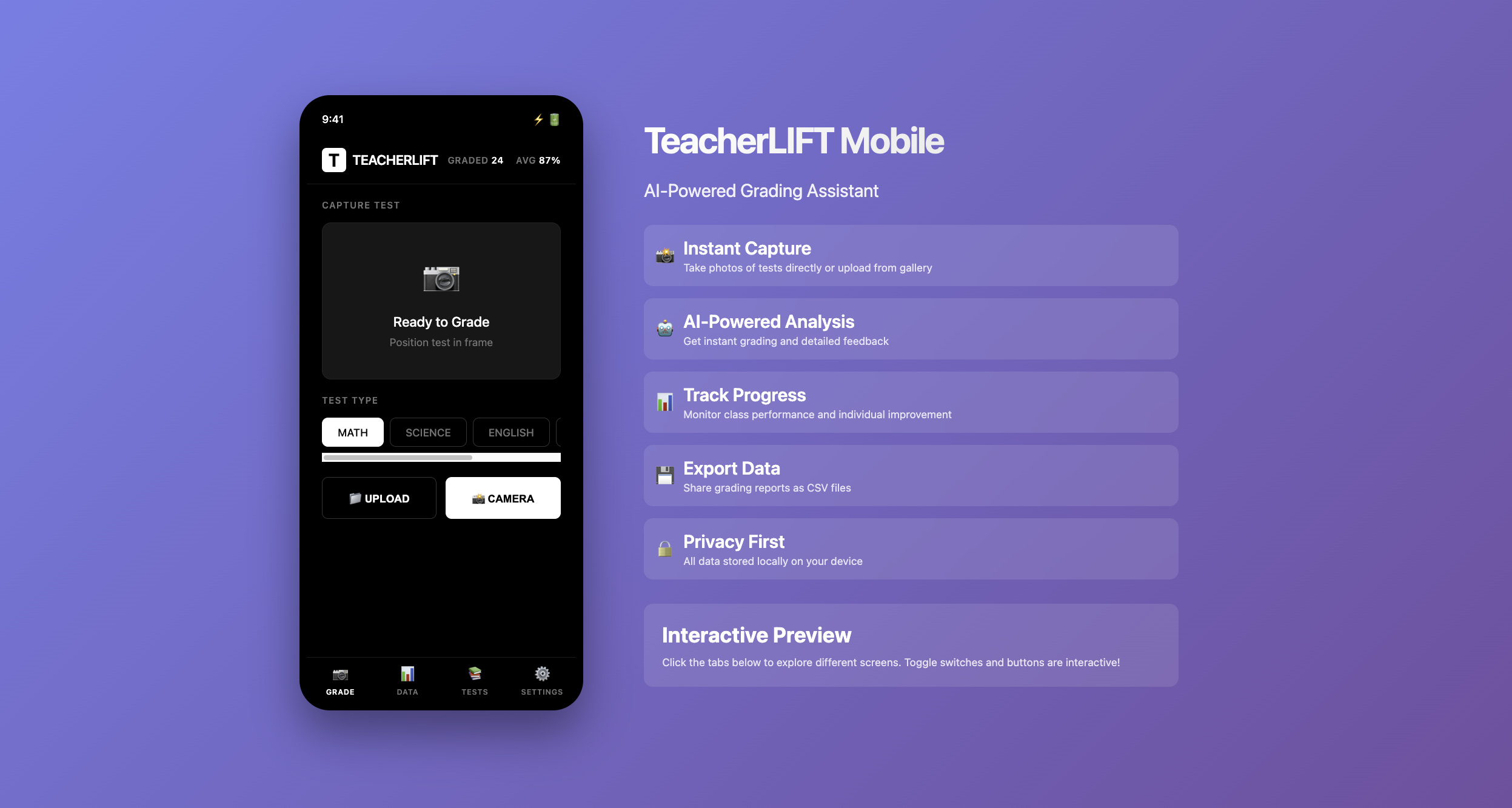 AI Grader | TeacherLIFT | Vision screenshot 1