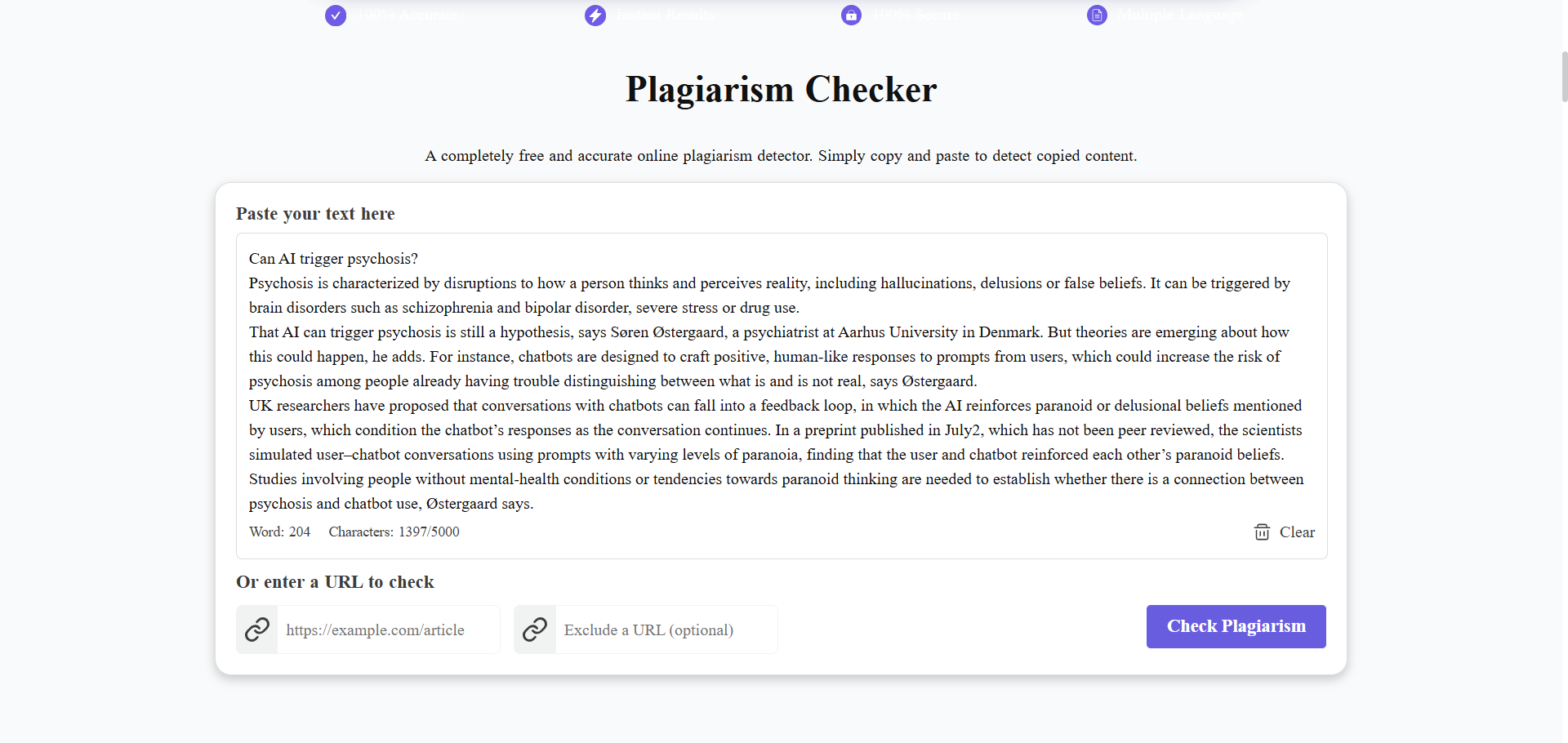 Free AI Plagiarism Checker screenshot 3