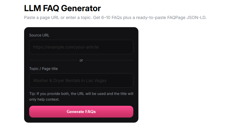 LLM Optimized FAQ Generator (AI SEO) screenshot 2