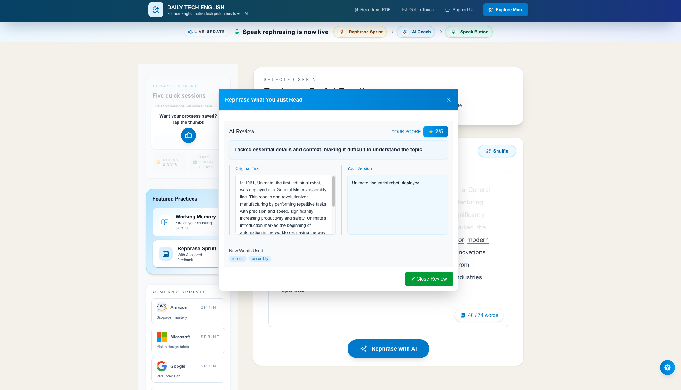 Daily Reading English Practice + Free AI screenshot 3