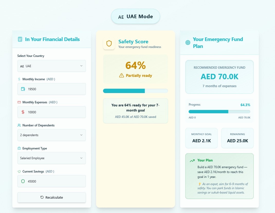 Free AI powered EmergencyFund Calculator screenshot 3