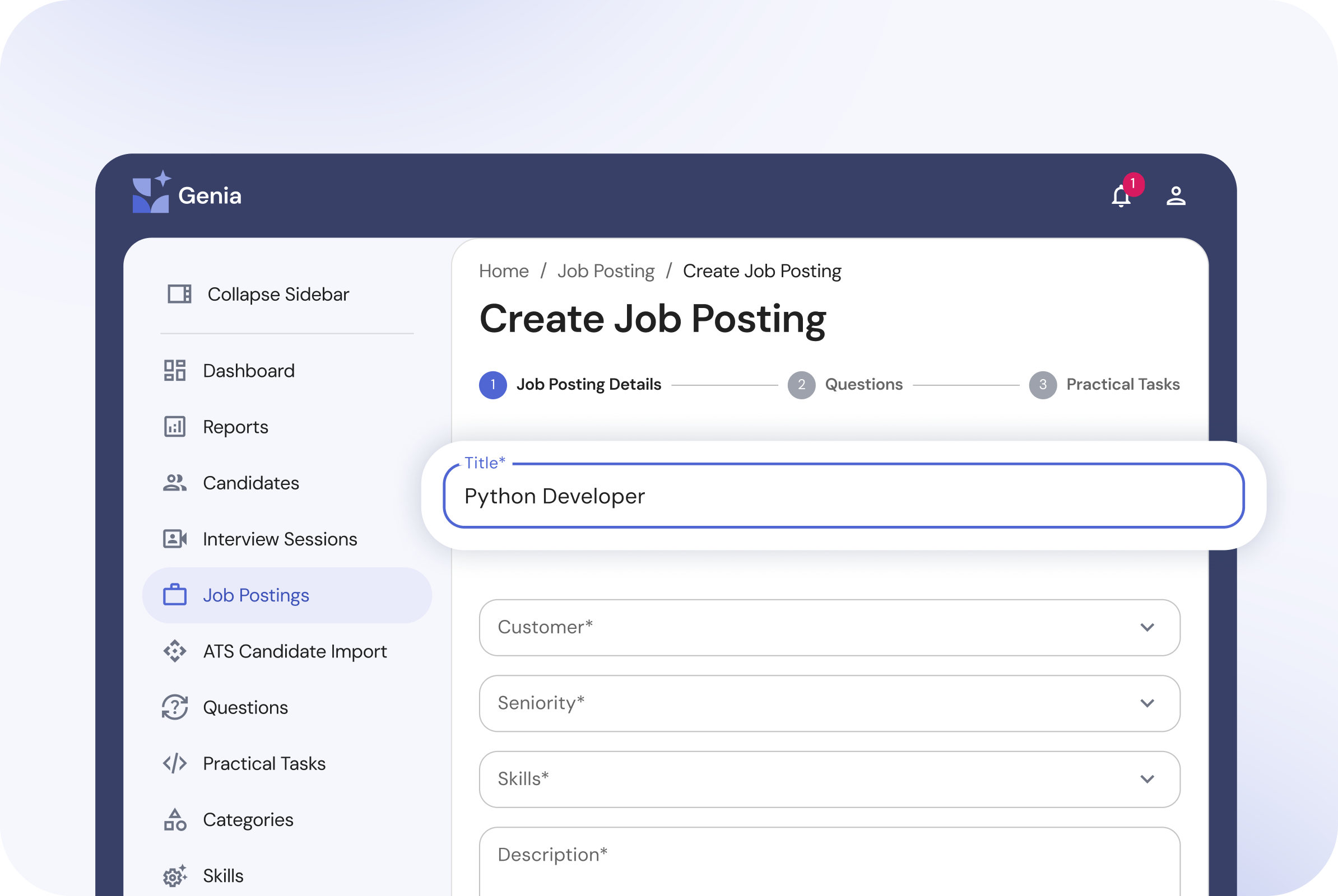 Genia AI – Technical Screening Agent screenshot 1