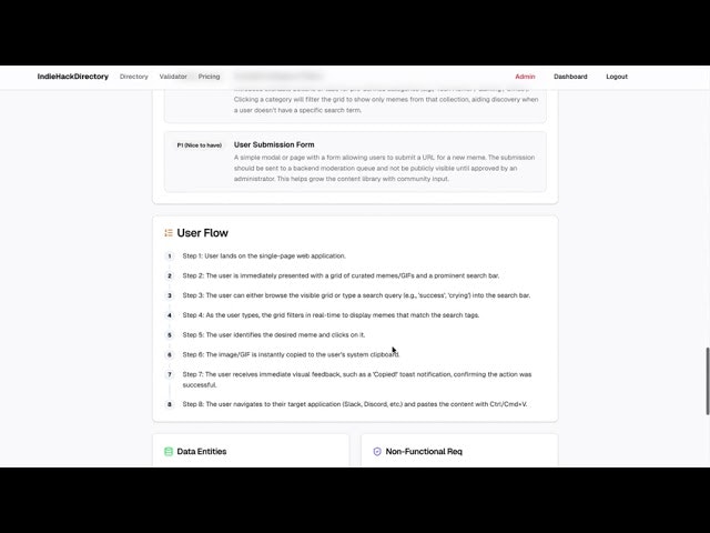 IndieHackDirectory screenshot 1