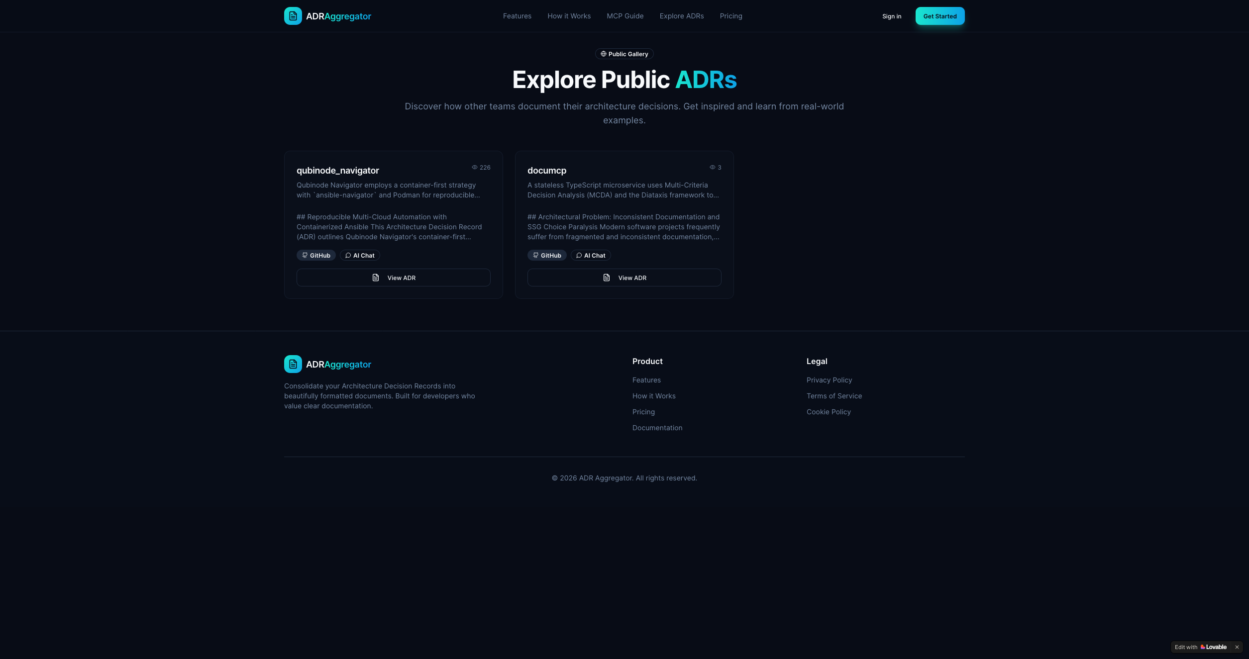 ADR Aggregator screenshot 2