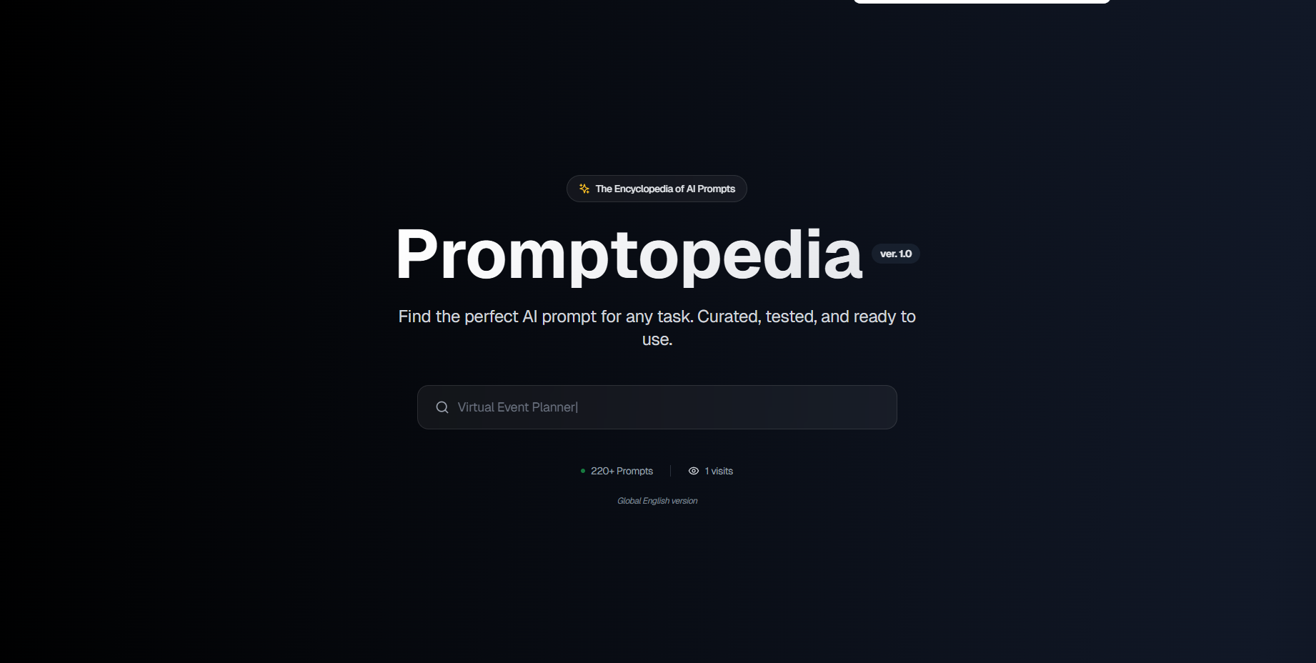 Promptopedia Glass Website Design screenshot 1