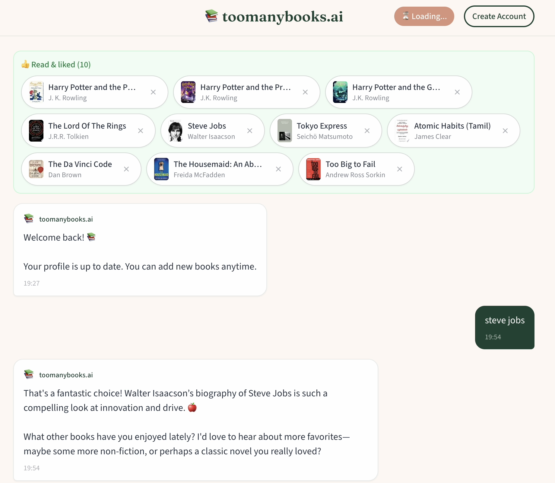 toomanybooks.ai screenshot 2