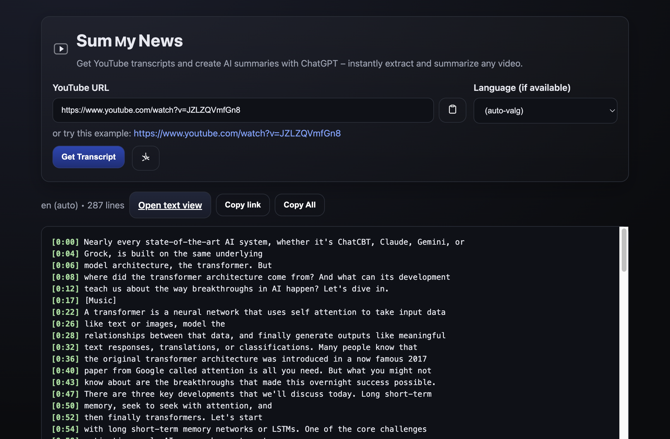 Summy News - Summarize Youtube videos screenshot 1