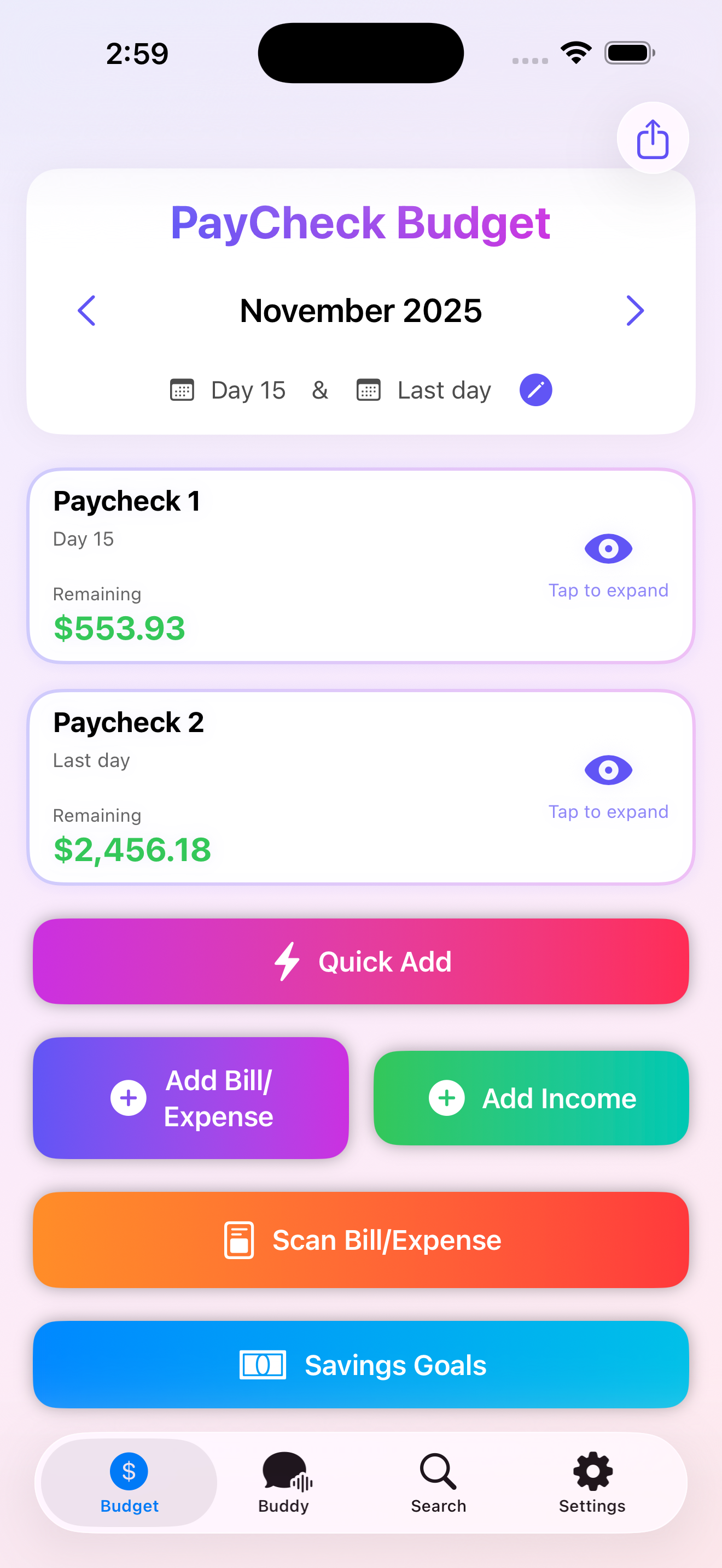 PayCheck Budget screenshot 1
